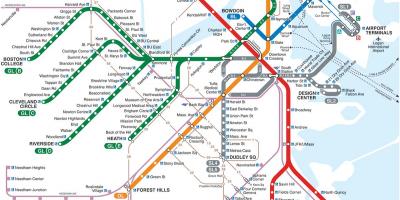 Карта метро mbta чырвоная лінія